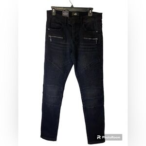 NWT ZLZ Black Biker Jeans for Men Slim Fit size 32W